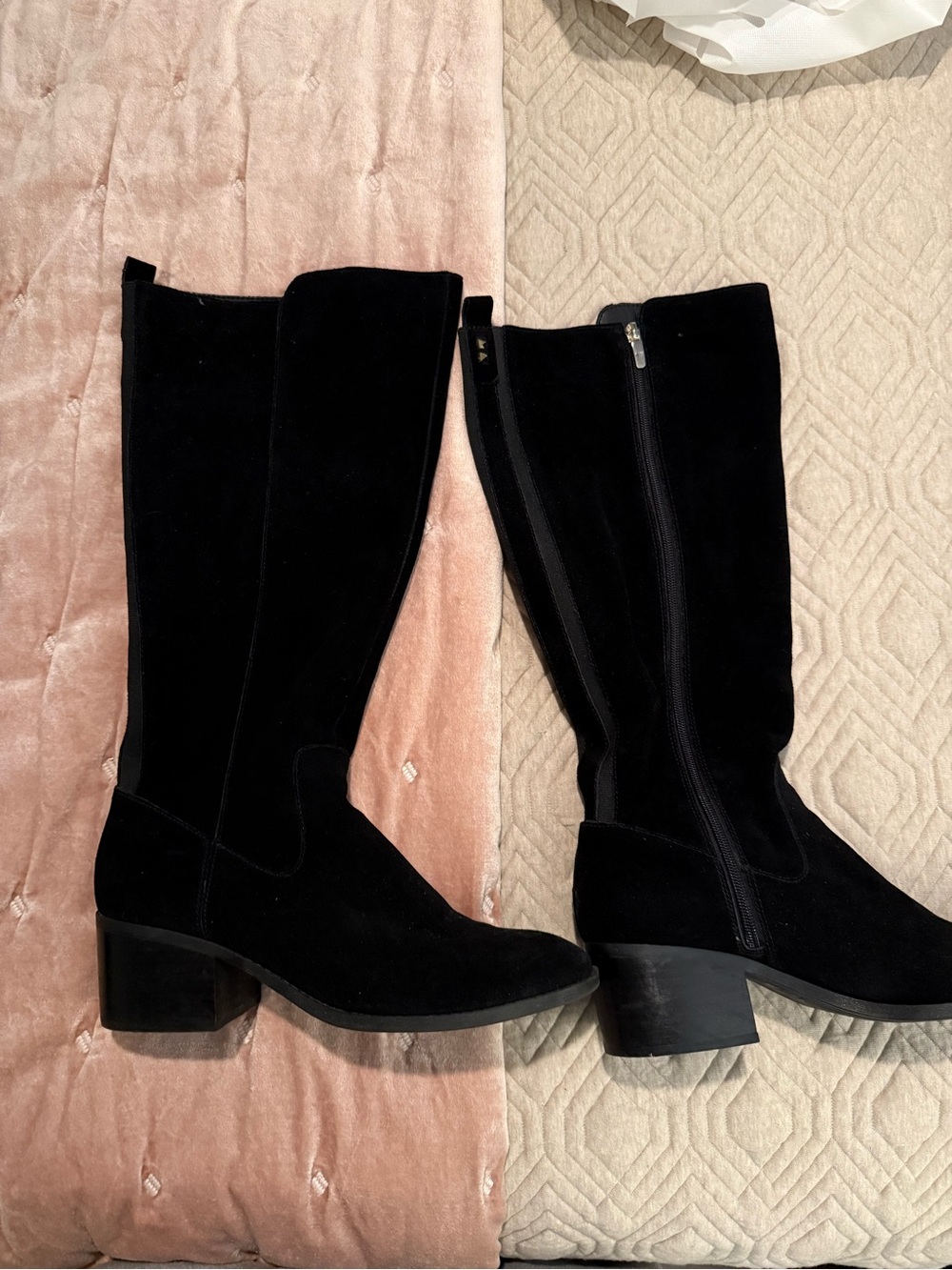 Marc Fisher Black Suede Knee-High Block Heel Boots